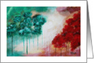 Enchanted, Tall Skinny Trees, Abstract Art Landscape Painting card