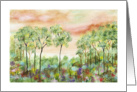 First Blush, Tall Trees and Wild Flowers, Abstract Landscape Art card