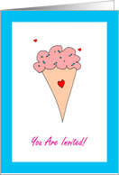 Birthday Party Invitation, You Are Invited, Ice Cream Cone card