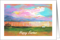 Friend, Happy Easter, April Showers, Abstract Art Landscape card