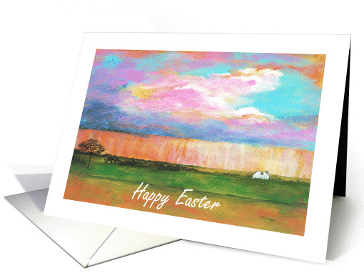 Happy Easter, April Showers, Abstract Art Landscape Painting card