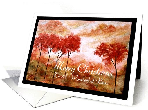 Merry Christmas to Boss, Abstract Landscape Art, Red... (1330576)