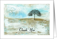 Thank You, Abstract Landscape Art, Skinny Tree Silhouette, Snow Storm card