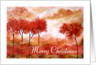 Merry Christmas General, Abstract Landscape Art, Red Trees Painting card