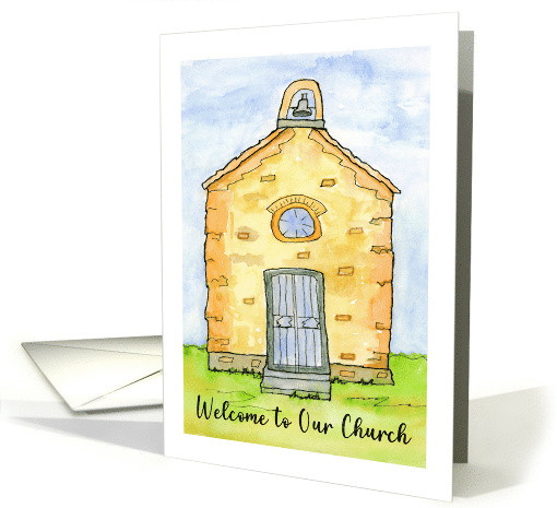 Welcome to Our Church Whimsical Illustration Watercolor Painting card