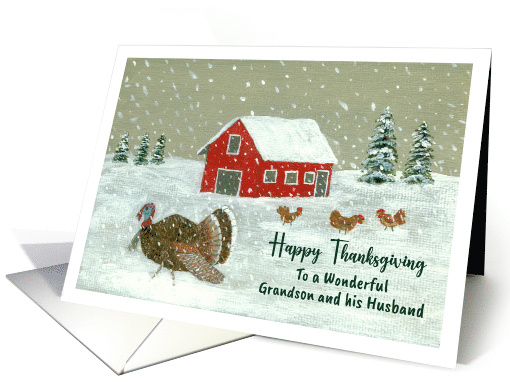 Happy Thanksgiving Grandson & Husband Snowy Barnyard... (1793164)