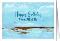 Happy Birthday From All Group Seascape Ocean Water Landscape Painting card