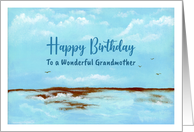Happy Birthday Grandmother Seascape Ocean Beach Landscape Painting card