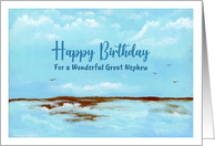 Happy Birthday Great Nephew Seascape Ocean Beach Landscape Painting card