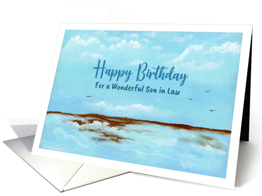 Happy Birthday Son in Law Seascape Ocean Beach Landscape Painting card