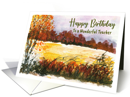 Happy Birthday Teacher Autumn Fall Trees Meadow Landscape... (1794792)