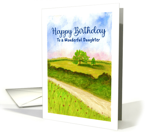 Happy Birthday Daughter Country Road Pasture Watercolor... (1796096)