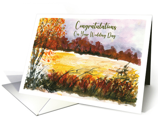 Congratulations Wedding Day Autumn Trees Meadow Landscape... (1796428)