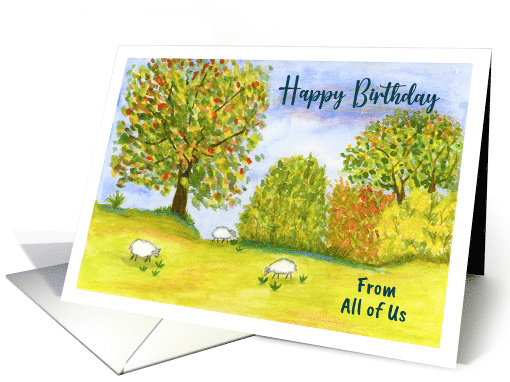 Happy Birthday From Group Autumn Meadow Sheep Trees... (1798852)