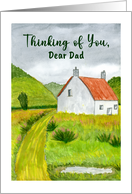 Thinking of You Dad Country Cottage Watercolor Art Landscape Painting card