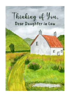 Thinking of You Daughter in Law Country Cottage Landscape Art Painting