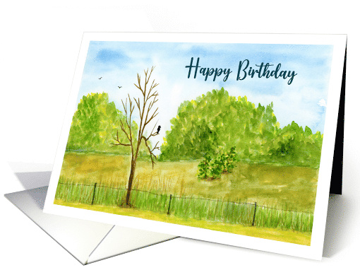 Happy Birthday General Bird Branches Trees Fall Landscape... (1800714)