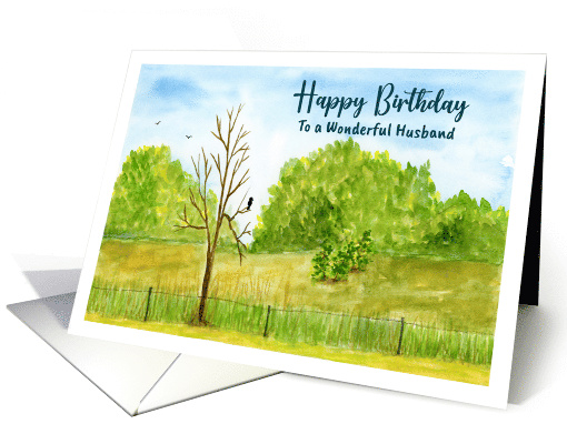 Happy Birthday Husband Bird Branches Trees Autumn... (1800740)