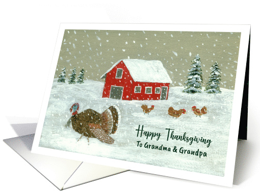 Happy Thanksgiving Grandma & Grandpa Snowy Barnyard... (1803696)