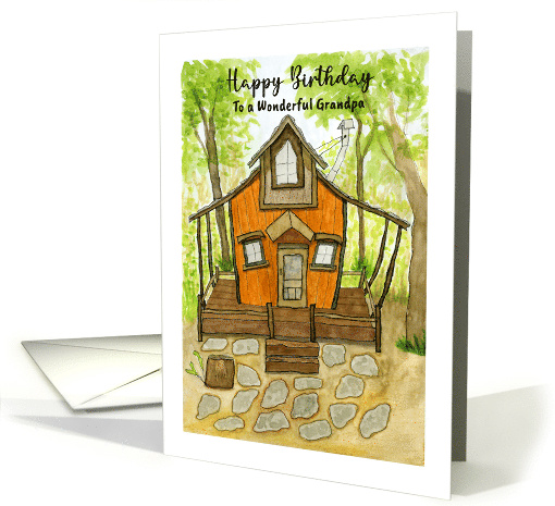Happy Birthday Grandpa Rustic Cabin House Trees Forest... (1804196)
