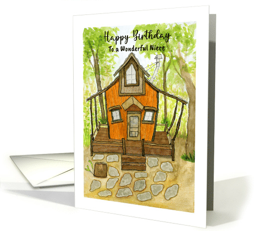 Happy Birthday Niece Rustic Cabin House Trees Forest... (1804214)