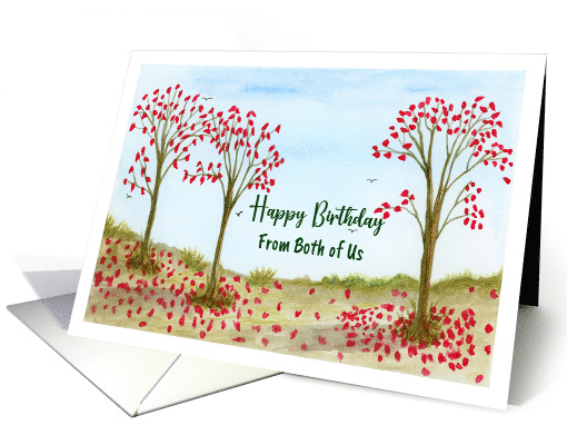 Happy Birthday Couple Autumn Red Trees Leaves Birds Sky... (1804590)