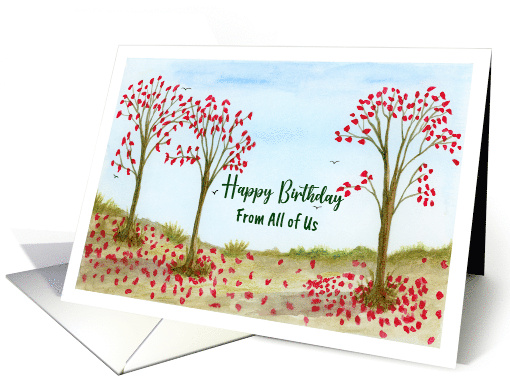 Happy Birthday Group Autumn Red Trees Leaves Birds Sky... (1804954)