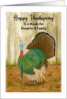 Happy Thanksgiving Daughter Family Turkey Wild Bird Trees Illustration card