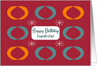 Happy Birthday Retro From Group Geometric Shapes Ovals Mid Century card