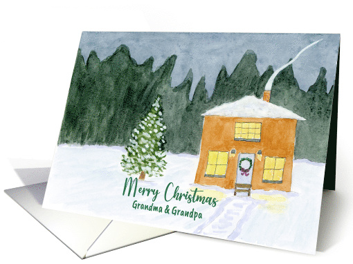 Merry Christmas Grandparents Evergreen Tree House Snow... (1807478)