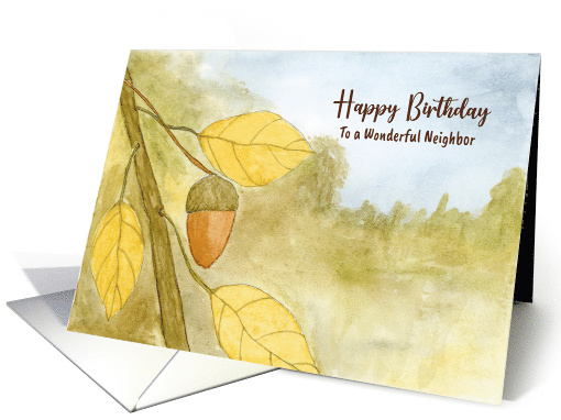 Happy Birthday Neighbor Acorn Leaves Autumn Sky Nature... (1808328)