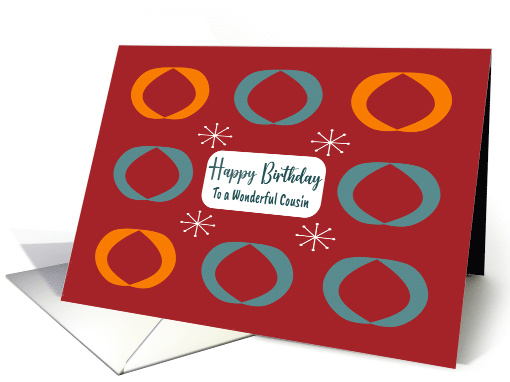 Happy Birthday Cousin Retro Geometric Shapes Ovals Mid... (1808690)