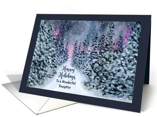 Happy Holidays Daughter Snow Forest Trees Winter Night... (1811486)