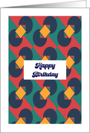 Happy Birthday General Retro Geometric Shapes Diamonds Vintage Pattern card