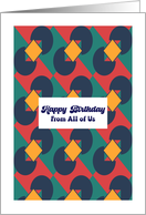Happy Birthday From Group Retro Geometric Shapes Diamonds Pattern card