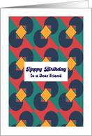 Happy Birthday Friend Retro Geometric Shapes Diamonds Vintage Pattern card