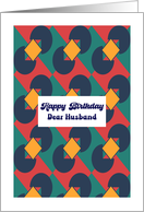 Happy Birthday Husband Retro Geometric Shapes Diamond Vintage Pattern card