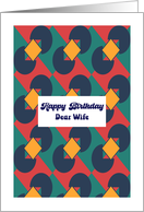 Happy Birthday Wife Retro Vintage Geometric Shapes Diamond Pattern card