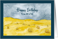 Happy Birthday From Group Harvest Fields Hay Countryside Farm Painting card