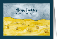 Happy Birthday Brother in Law Harvest Fields Hay Country Farm Painting card