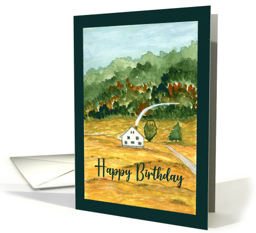 Happy Birthday General Trees House Landscape Mountain Art... (1815710)
