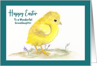 Happy Easter Granddaughter Yellow Chick Bird Baby Chicken Watercolor card