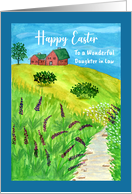 Happy Easter Daughter in Law Landscape Creek Wildflowers Watercolor card