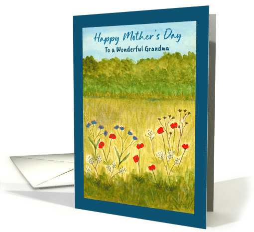 Happy Mother's Day Grandma Wildflowers Meadow Trees Landscape Art card