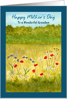 Happy Mother’s Day Grandma Wildflowers Meadow Trees Landscape Art card