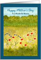 Happy Mother’s Day For Her Wildflowers Poppy Meadow Trees Landscape card