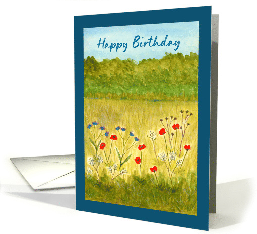 Happy Birthday General Landscape Poppy Wildflower Meadow... (1820350)
