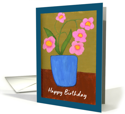 Happy Birthday General Pink Flowers Floral Botanical Vase... (1823010)