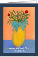 Happy Mother’s Day Aunt Red Flowers Floral Botanical Vase Painting card