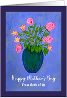 Happy Mother’s Day From Couple Pink Flowers Floral Botanical Painting card